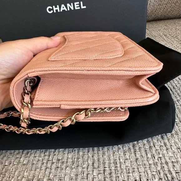 Brand New CHANEL 23P Beige Caviar GHW CC Wallet On Chain WOC with Receipt - Picture 6 of 14